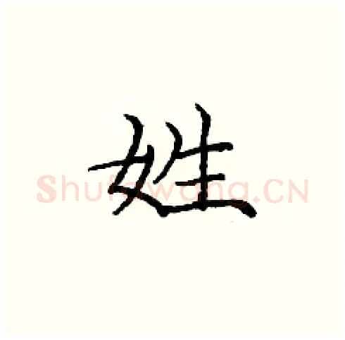 姓硬笔楷书写法,摘自庞中华硬笔书法字帖