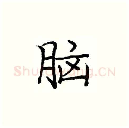 脑硬笔楷书写法,摘自庞中华硬笔书法字帖