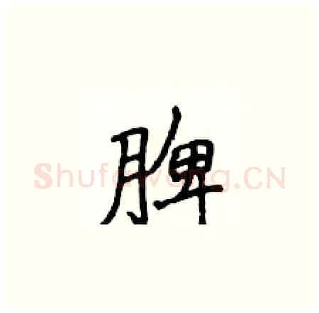脾硬笔楷书写法,摘自侯登峰硬笔书法字帖