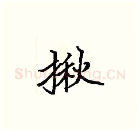 揪硬笔楷书写法,摘自张标硬笔书法字帖