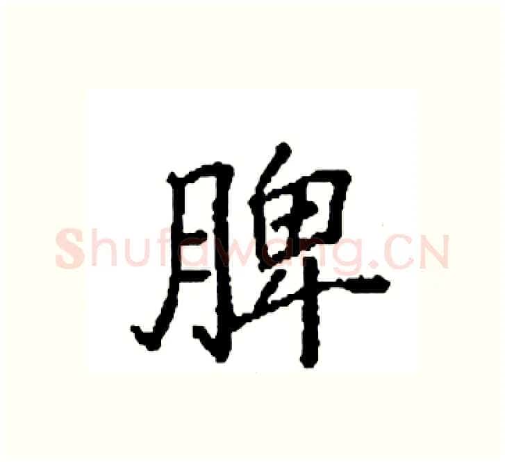 脾硬笔楷书写法,摘自袁强硬笔书法字帖