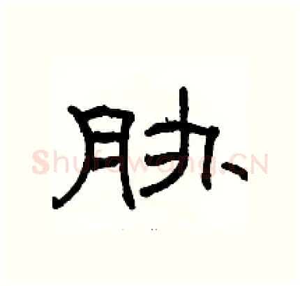 胁硬笔隶书写法,摘自骆恒光硬笔书法字帖