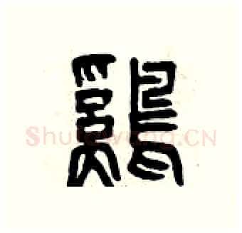 雞硬笔篆书写法,摘自曾庆福硬笔书法字帖